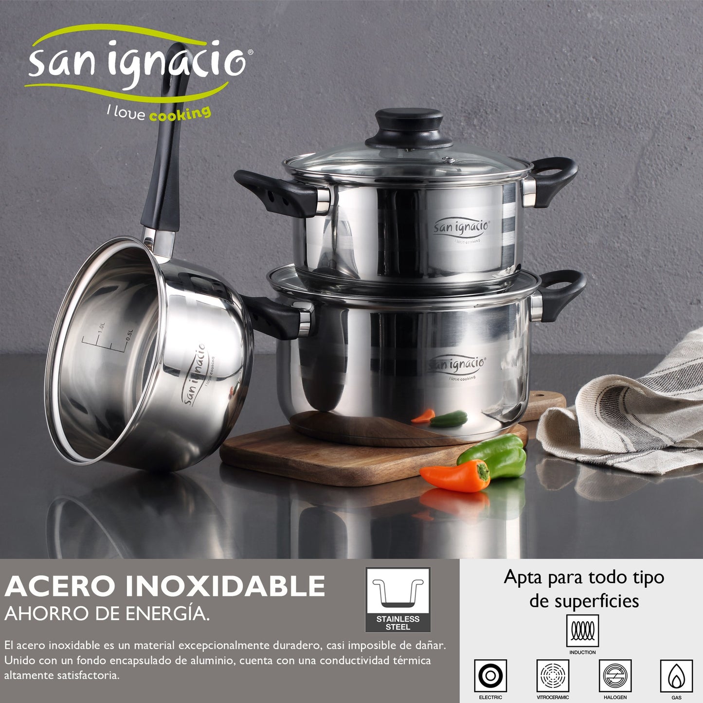 Kit de 8 piezas de Cocina ® San Ignacio + Set de 5 cuchillos GRATIS